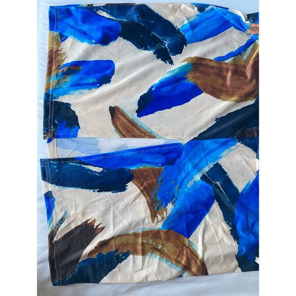 PrettyLittleThing Plus Size 22 Abstract Blue Brushstroke Print Midi Slip Dress - Picture 5 of 7